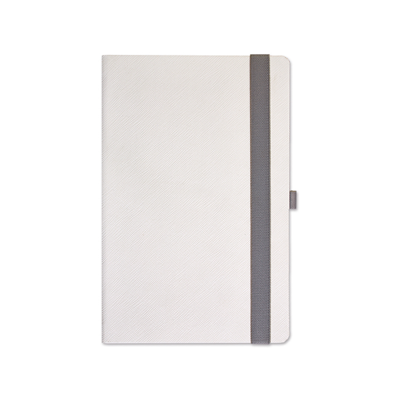 BELEŽKA A5 Z ELASTIKO TEKSTURE - bela 